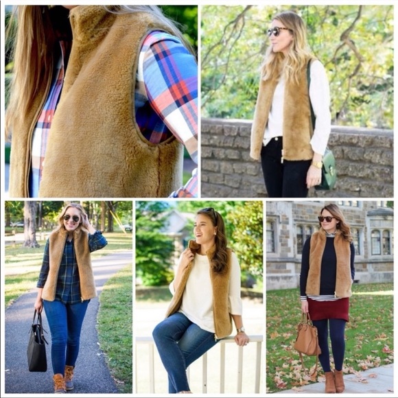 J. Crew Brown Teddy Plush Fleece Excursion Vest - Picture 2 of 13